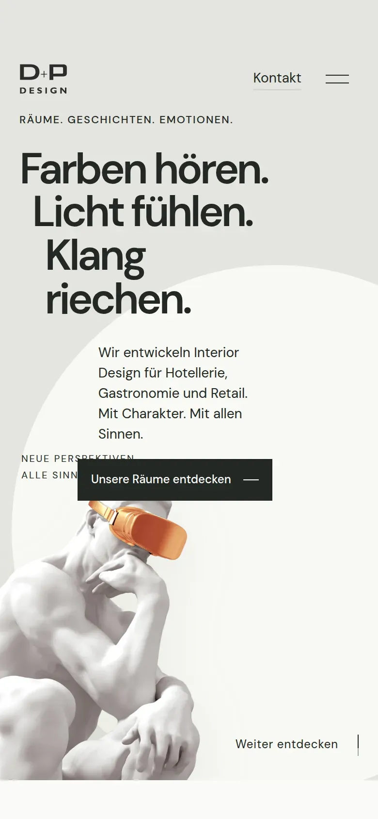 Website D+P Design · Sensorium auf dem Smartphone