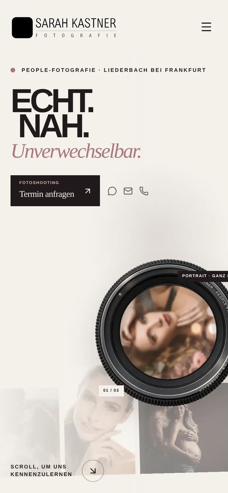 Website Sarah Kastner Fotografie auf dem Smartphone