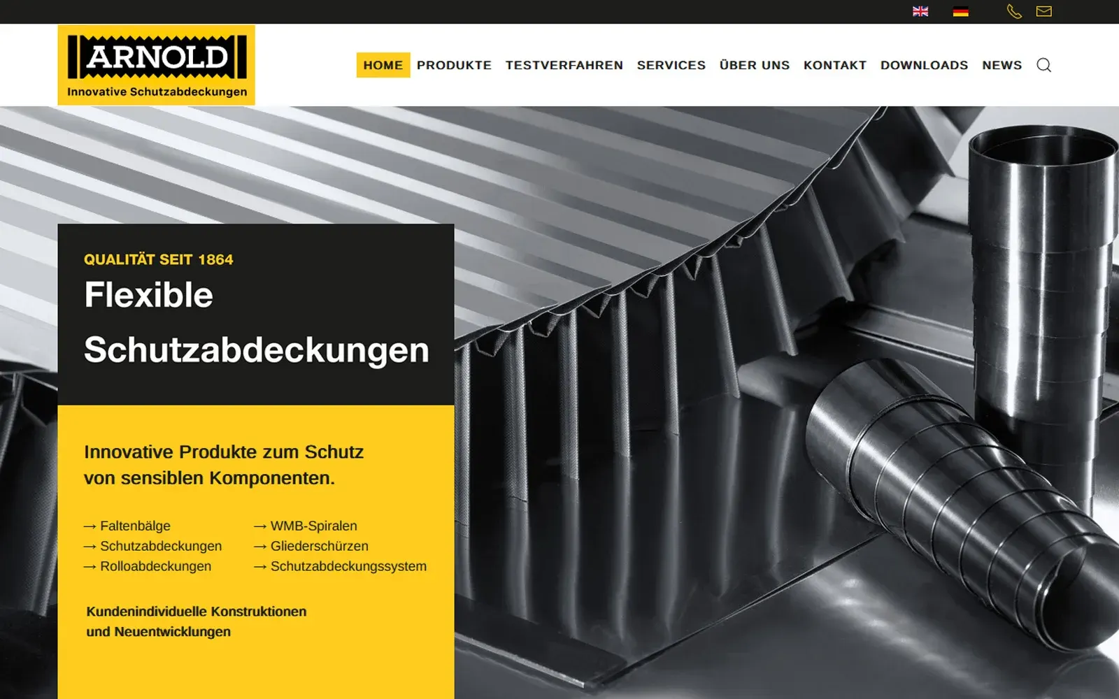 Website der ARNO ARNOLD GmbH aus Obertshausen, gestaltet von Drela
