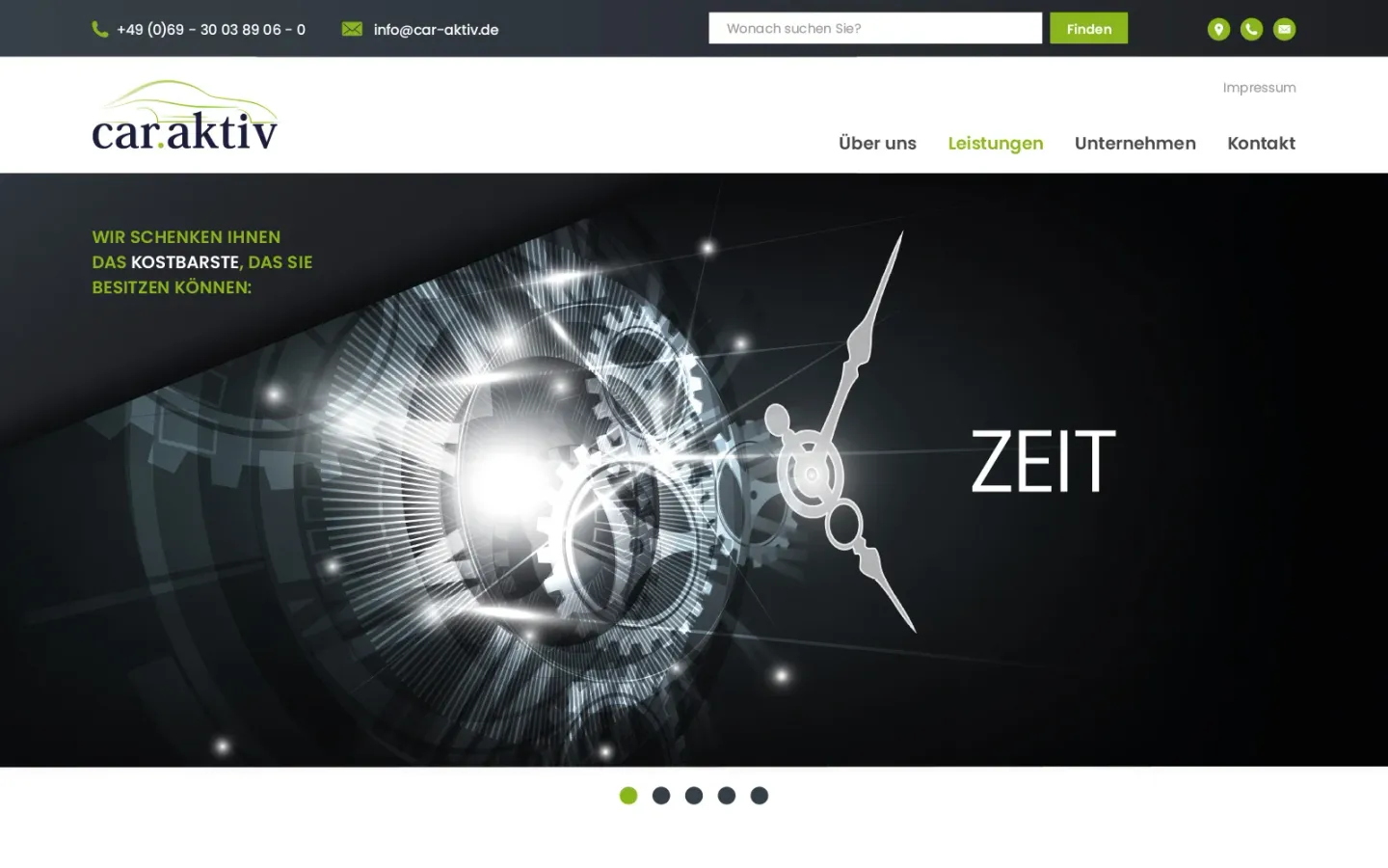 Startseite der Website von car aktiv, Stand beim Livegang