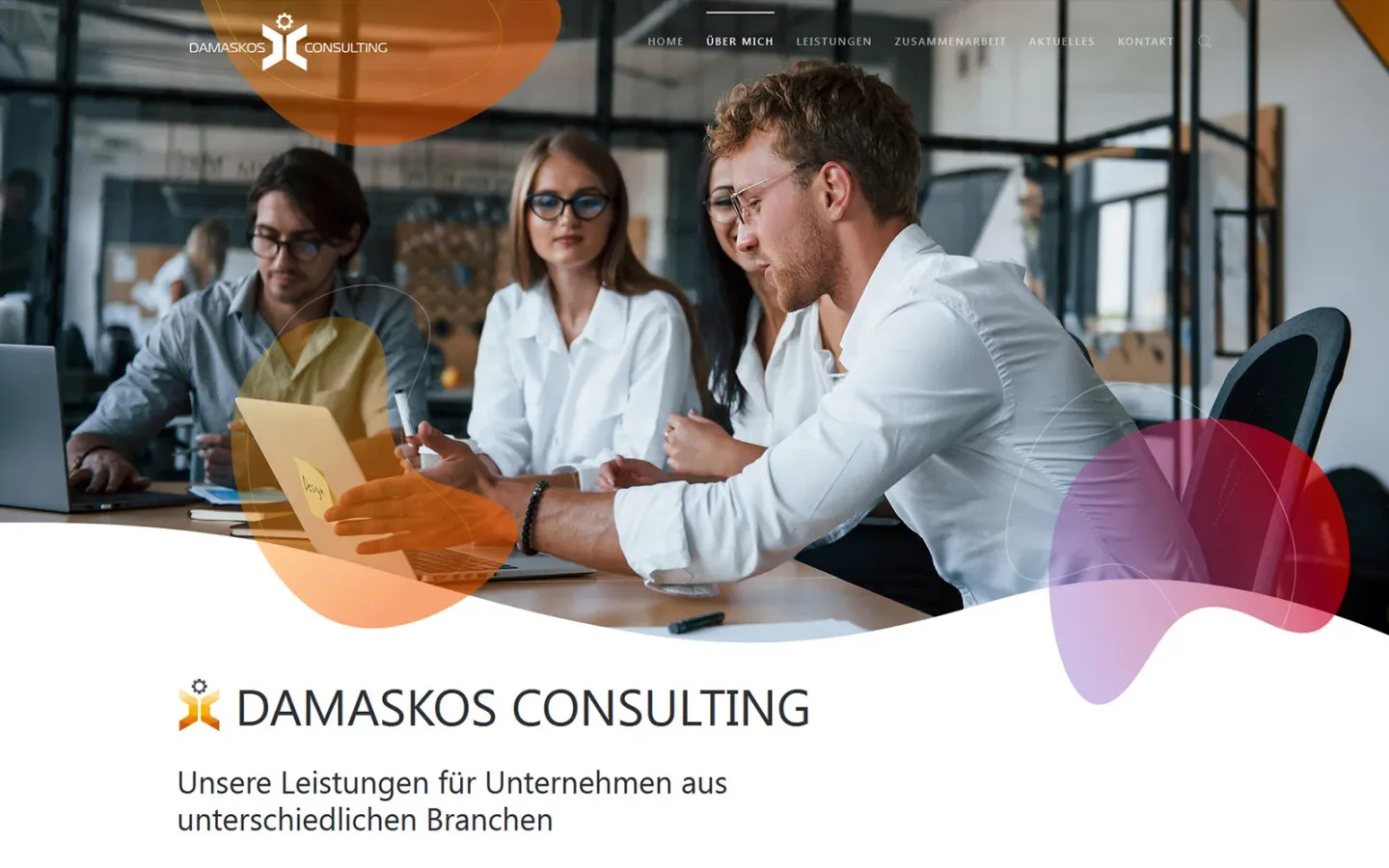 Startseite der Website von Damaskos Consulting, Stand beim Livegang