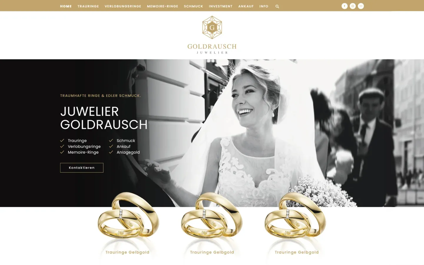 Startseite der Website von Juwelier Goldrausch, Stand beim Livegang