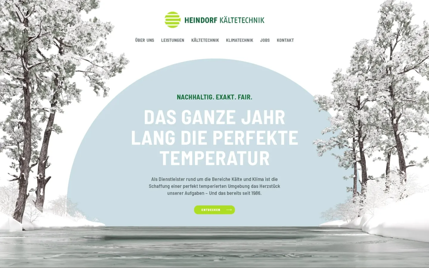 Startseite der Website von Heindorf Kältetechnik, Stand beim Livegang