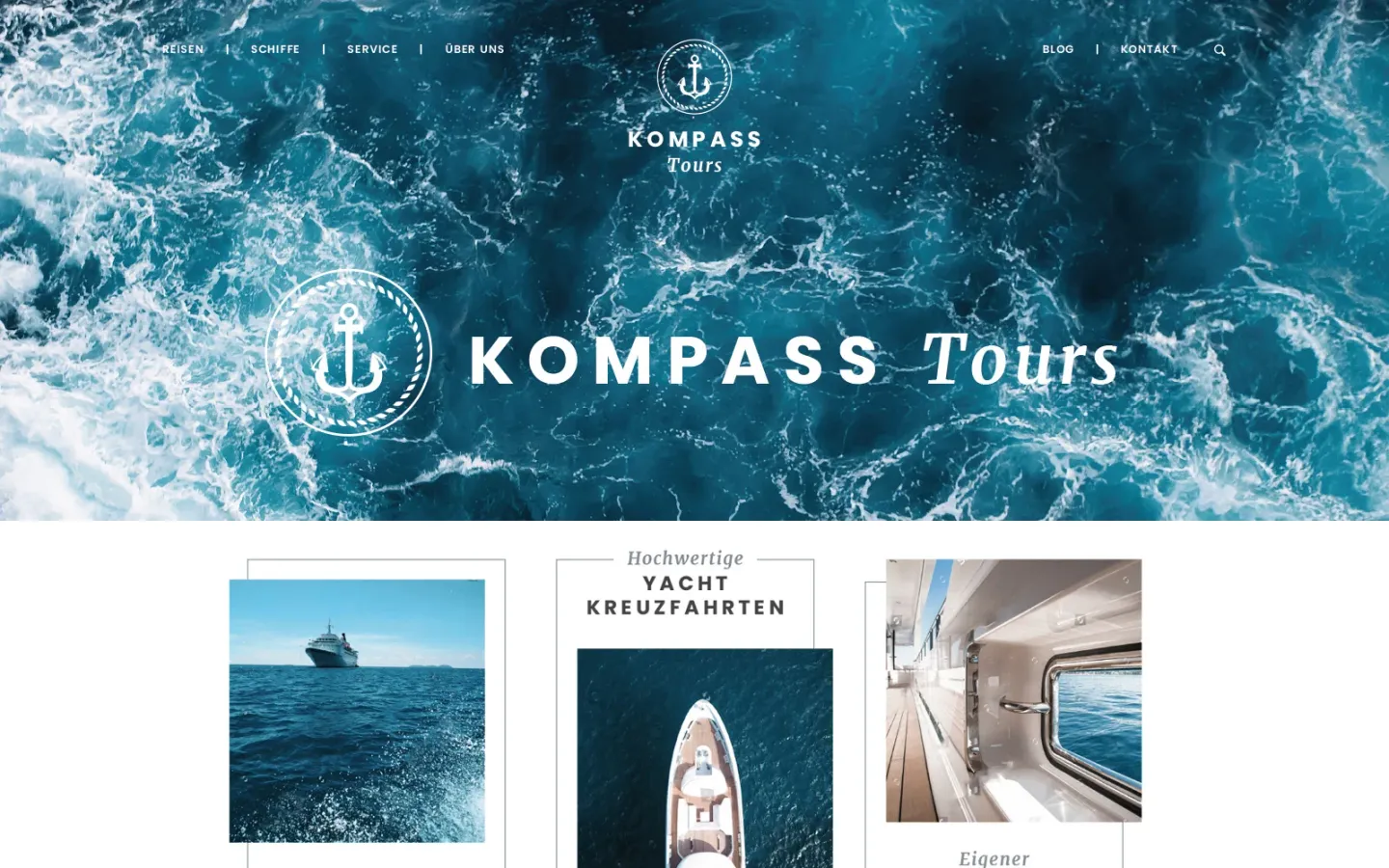 Startseite der Website von Kompass Tours, Stand beim Livegang