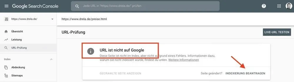 Search Console: Schaltfläche „Indexierung beantragen“