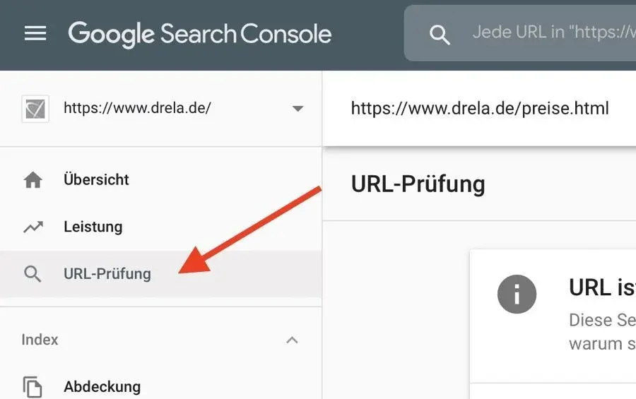Search Console: URL-Prüfung einer einzelnen Seite