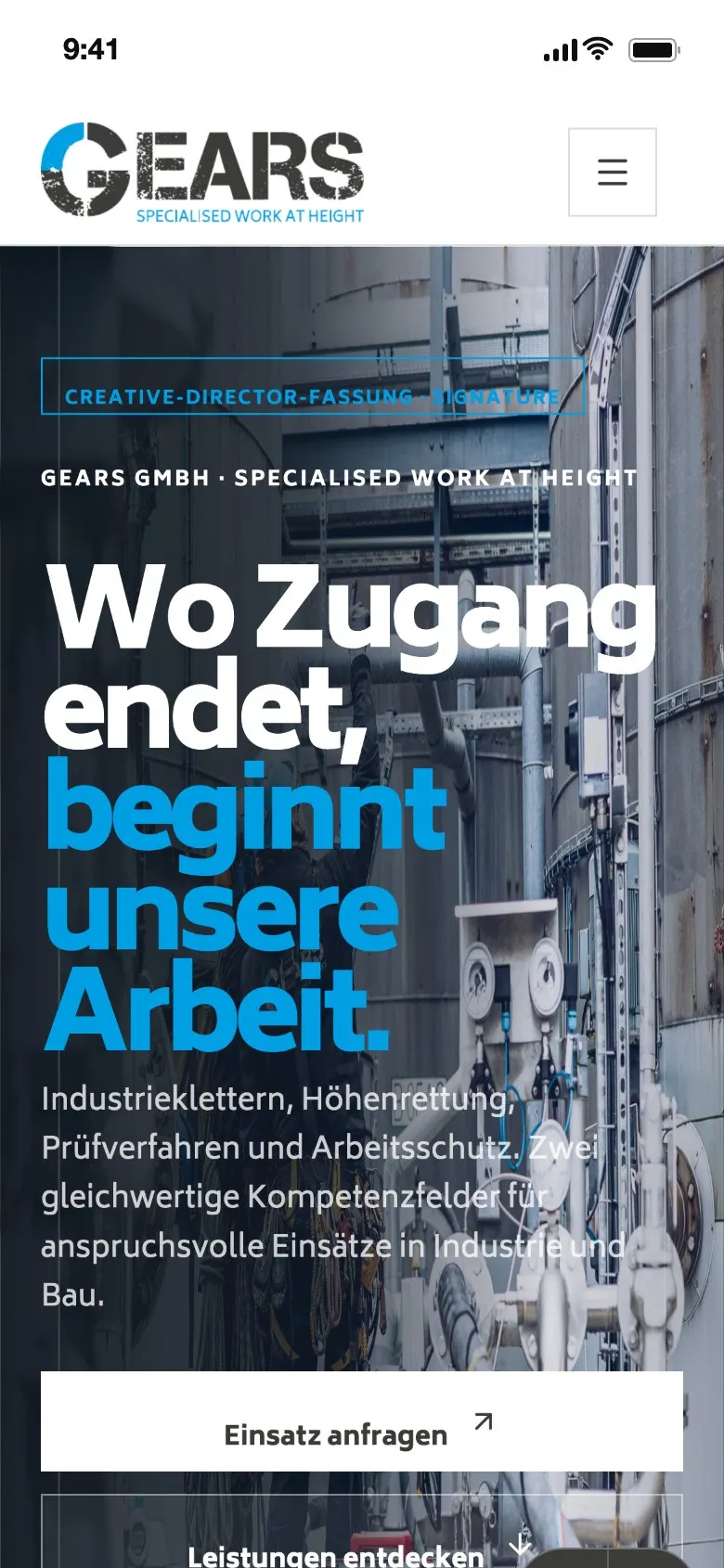 Website Gears auf dem Smartphone