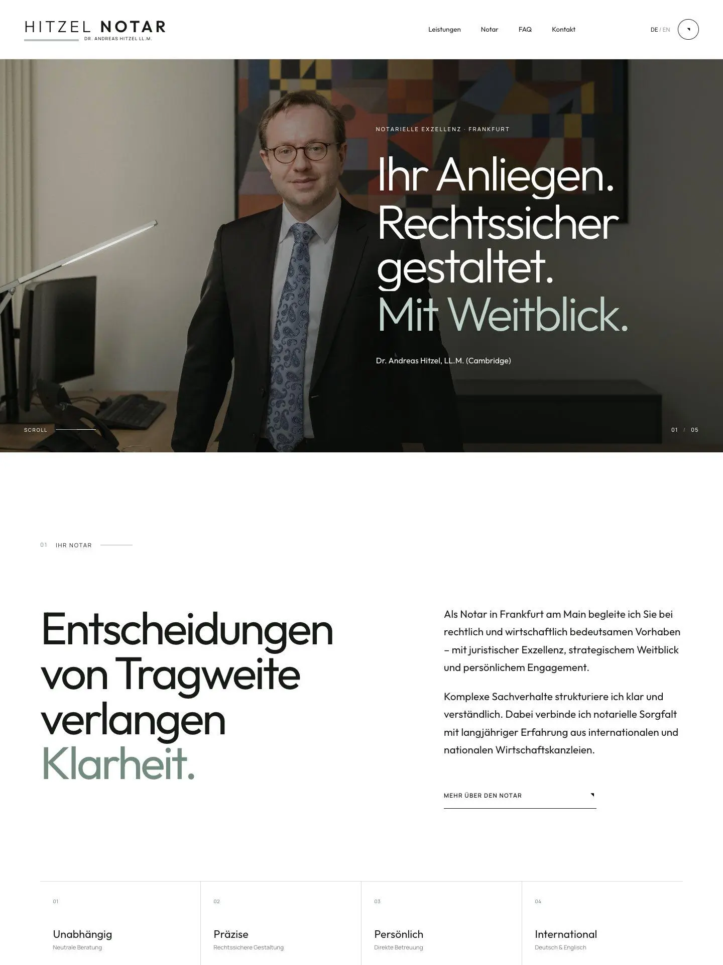 Website Hitzel am Desktop