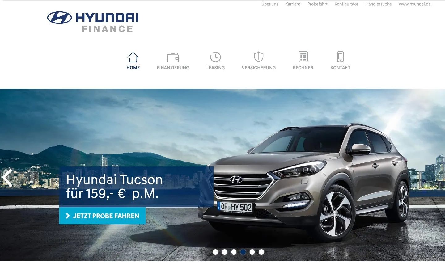 Startseite von Hyundai Finance im Browserfenster; Drela hat für die Website ein SEO-Audit erstellt