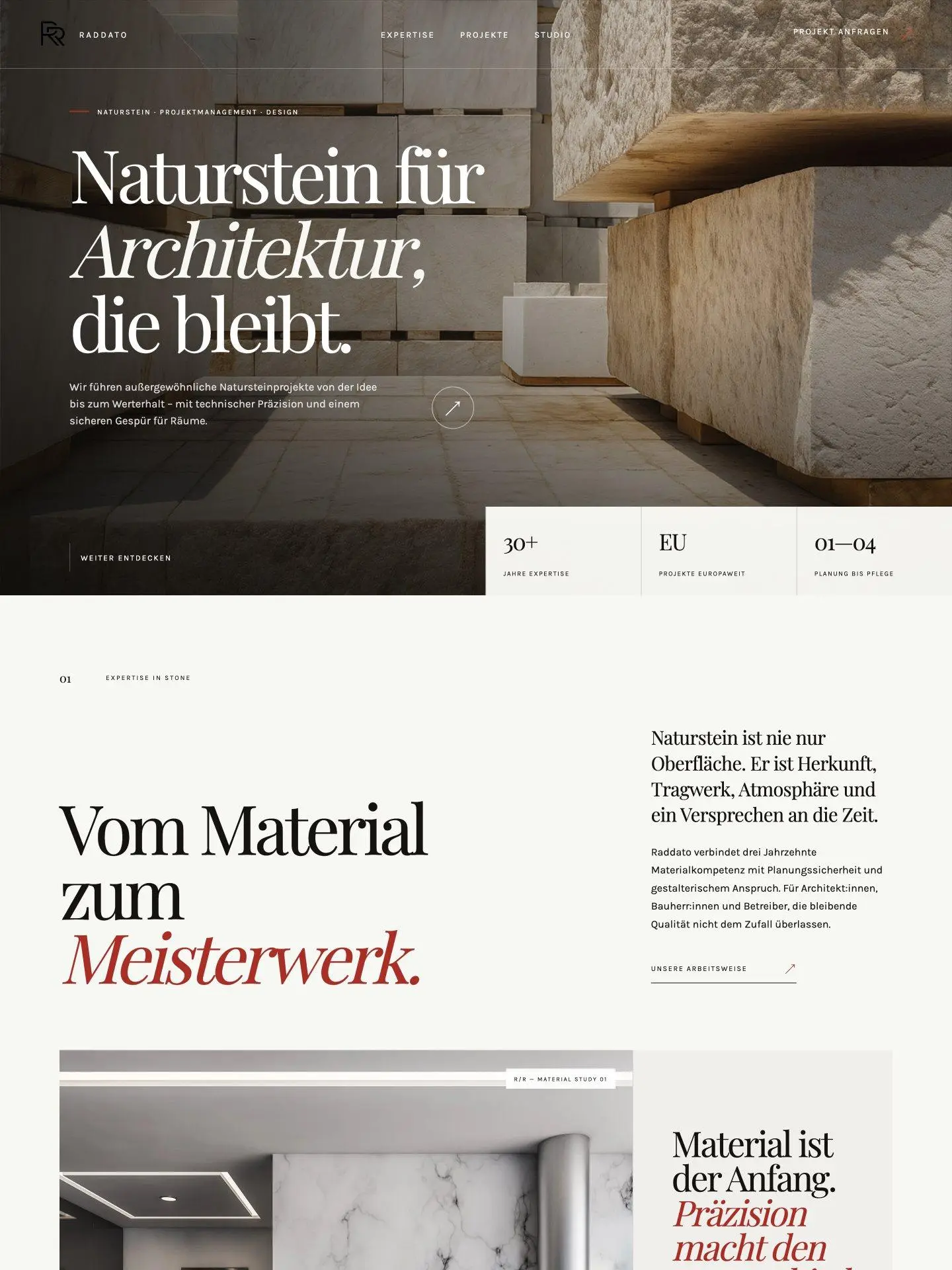 Website Raddato am Desktop